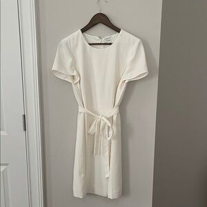 J. Crew Elegant Cream Midi Dress with Tie